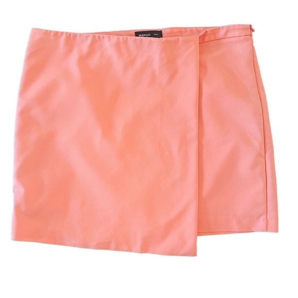 Mango Coral Faux Wrap Mini Skirt, Size 10 - Picture 1 of 6